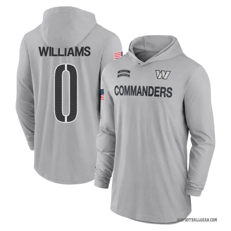 Antonio Williams Youth Gray Washington Commanders 2024 Salute to Service Lightweight Performance Long Sleeve Hooded T-Shirt