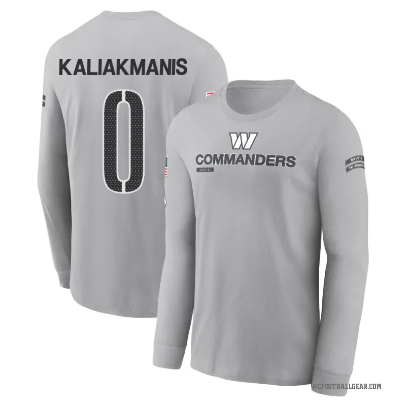 Athan Kaliakmanis Youth Gray Washington Commanders 2024 Salute to Service Long Sleeve T-Shirt