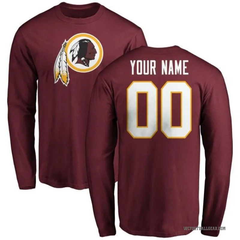 Custom Men's Washington Commanders Logo Long Sleeve T-Shirt - Maroon