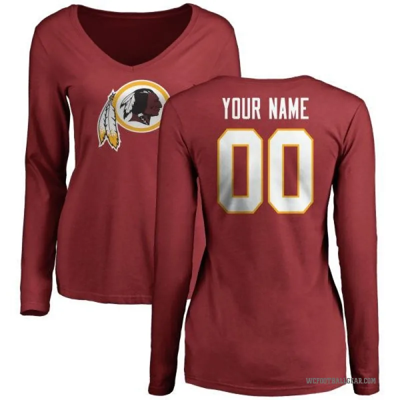 Custom Women's Washington Commanders Logo Slim Fit Long Sleeve T-Shirt - Maroon