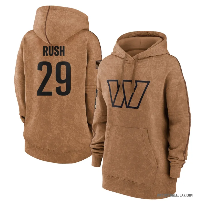 Darius Rush Women's Brown Washington Commanders 2023 Salute To Service Pullover Hoodie