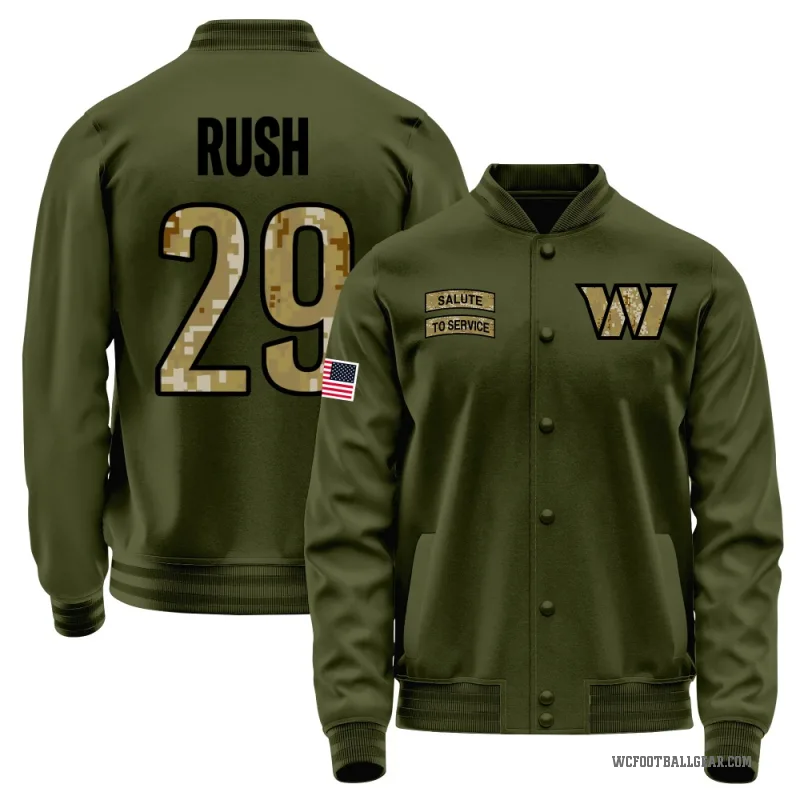 Darius Rush Youth Olive Washington Commanders Salute to Service Sideline Performance Jacket