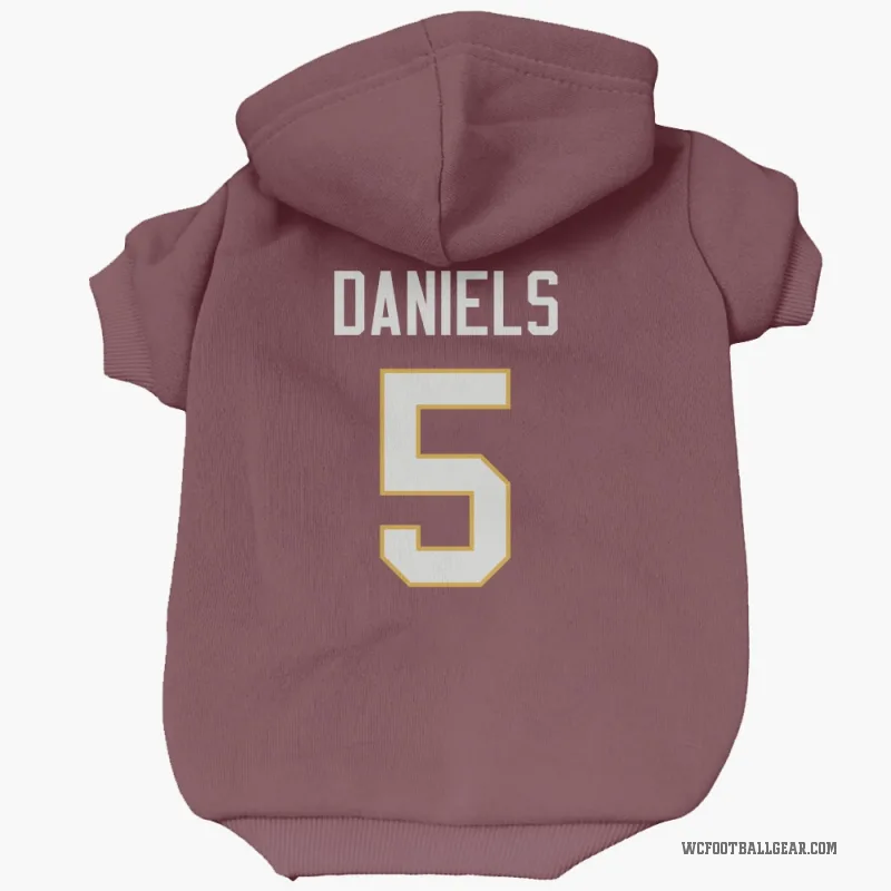 Jayden Daniels Washington Commanders Burgundy Cat & Dog Pet Hoodie