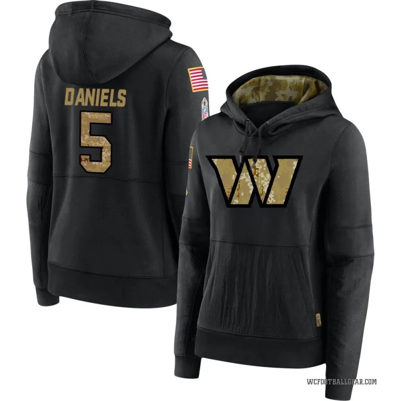 Jayden Daniels Women's Black Washington Commanders 2020 Salute to Service Sideline Performance Pullover Hoodie