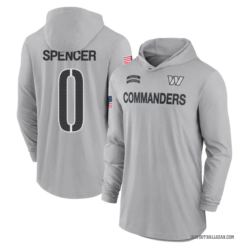 Malik Spencer Youth Gray Washington Commanders 2024 Salute to Service Lightweight Performance Long Sleeve Hooded T-Shirt
