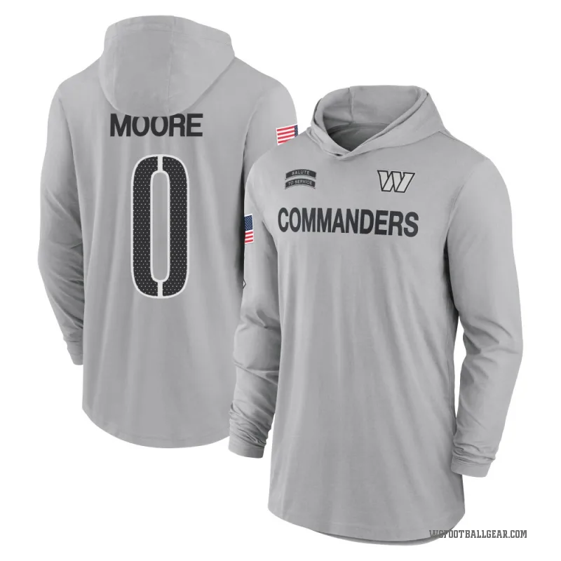 Quentin Moore Youth Gray Washington Commanders 2024 Salute to Service Lightweight Performance Long Sleeve Hooded T-Shirt