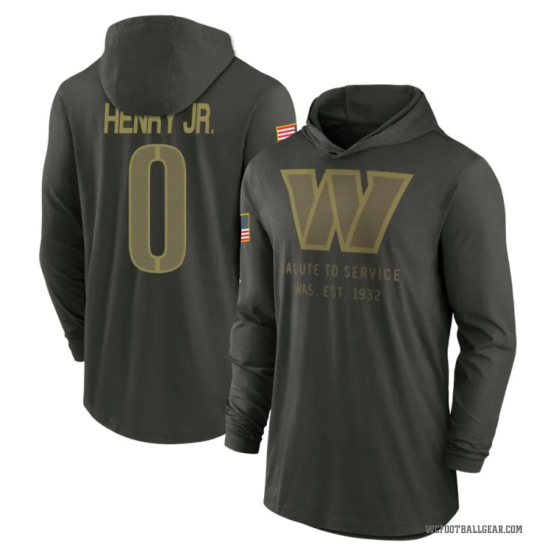 Robert Henry Jr. Men's Green Washington Commanders Forest/ 2025 Salute to Service Sideline Lightweight Hooded Pullover Long Slee