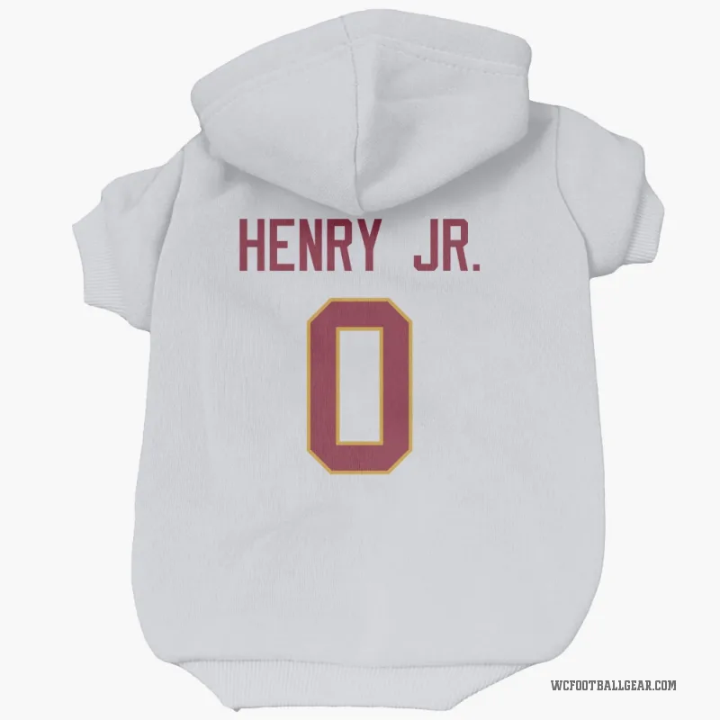 Robert Henry Jr.  White Washington Commanders  Cat & Dog Pet Hoodie