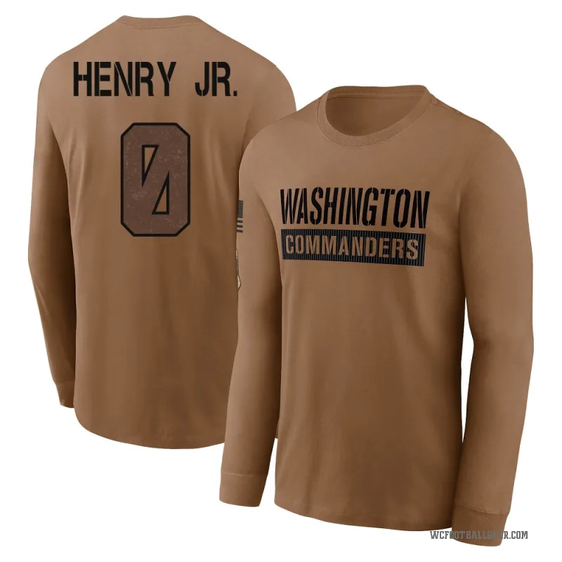 Robert Henry Jr. Youth Brown Washington Commanders 2023 Salute To Service Long Sleeve T-Shirt