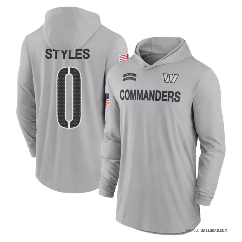 Sonny Styles Youth Gray Washington Commanders 2024 Salute to Service Lightweight Performance Long Sleeve Hooded T-Shirt