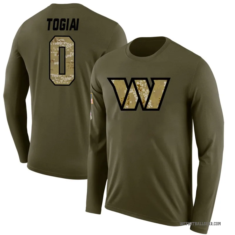 Tanoa Togiai Youth Olive Washington Commanders Salute to Service Sideline Long Sleeve T-Shirt