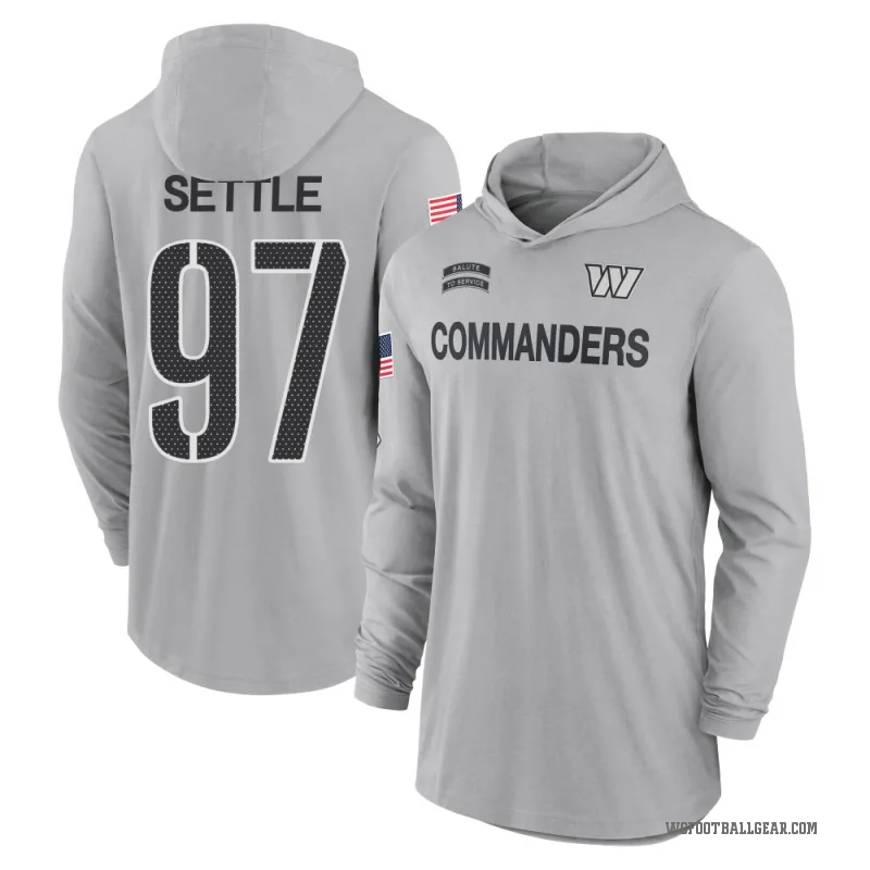 Tim Settle Men's Gray Washington Commanders 2024 Salute to Service Lightweight Performance Long Sleeve Hooded T-Shirt