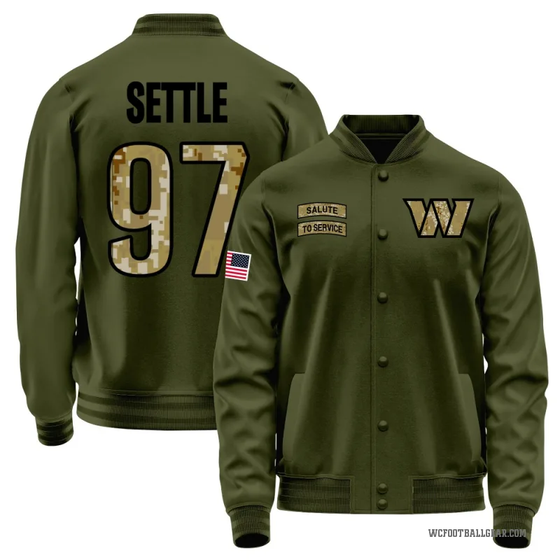 Tim Settle Men's Olive Washington Commanders Salute to Service Sideline Performance Jacket
