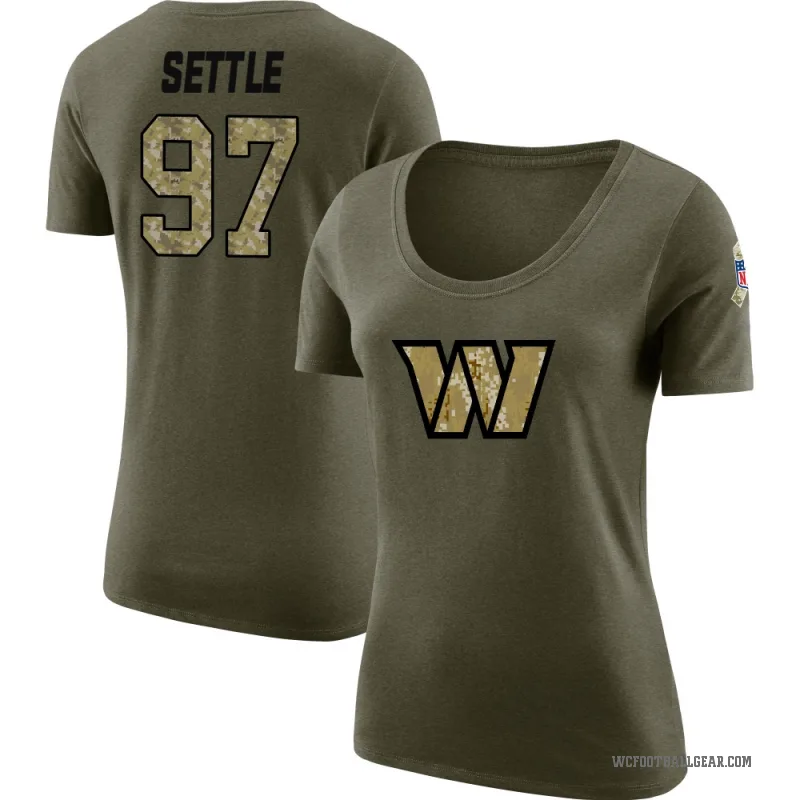 Tim Settle Women's Olive Washington Commanders Salute to Service Scoop Neck T-Shirt